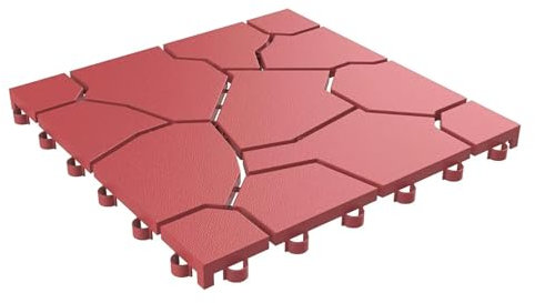 Deck Tiles - Piastrelle ad incastro per patio, resistenti alle intemperie, pavimenti per esterni, per balcone, portico e garage (rosso mattone, confezione da 30 pezzi)