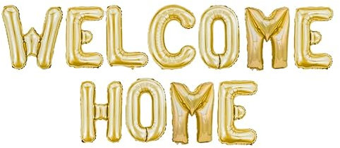 Palloncini Scritta WELCOME HOME Oro metal, palloncini 35 cm