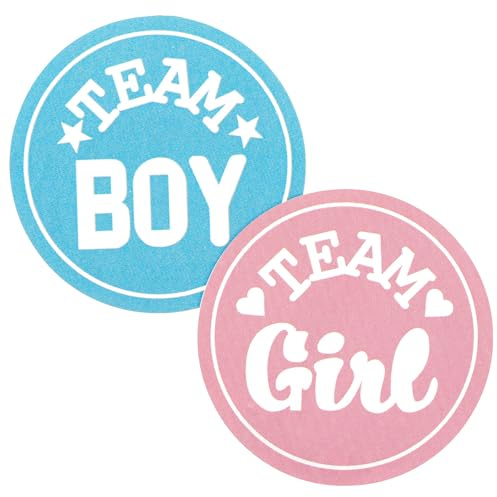 100PCS Gender Reveal Stickers, Team Boy Team Girl Labels Stickers Pink or Blue Baby Shower Sticker Self-Adhesive Gender Reveal Labels Decorations for Scrapbook Games Baby Shower Party
