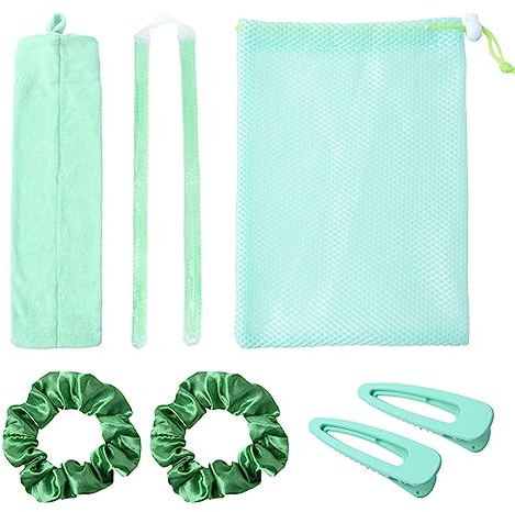 Pongnas Hitzefreier Lockenstab, kein -Gel-Perlen-Lockenwickler mit Thermischer Schutztasche und Aufbewahrungstasche, für Mittelgroße Lange Haar-Styling-Werkzeuge, Locken in (GREEN)