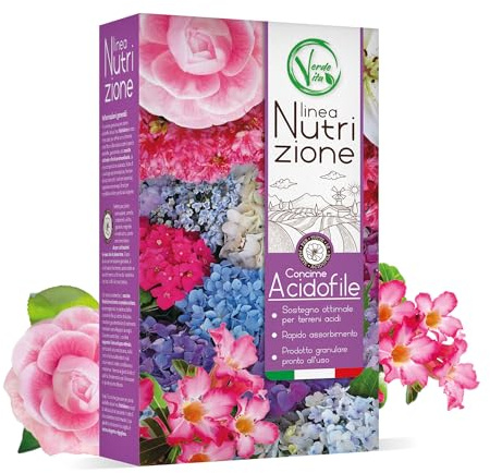 VerdeVita Concime Ortensie 800g – Concime Acidofile Granulare con Microelementi – Fertilizzante per Ortensie, Azalee, Rododendri e Camelie – Mantiene Acido il Terreno