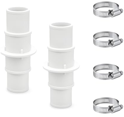 2 Pack Pool Hose Adapter, Connector Coupling with Hose Clamp, Universal 1-1/4 or 1-1/2 Plastic Adapter, Pool Hose Connector for Swimming Pool Vacuums, Cleaners or Filter Pump Hoses