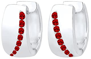 Elli Ohrringe Damen Creolen funkelnd mit roten Kristallen in 925 Sterling Silber