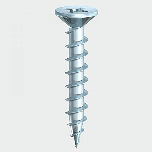 TIMco Passivation PVC Vis à tête fraisée nervuré fenêtre à vis – Jaune (boîte de 1000), 201Z