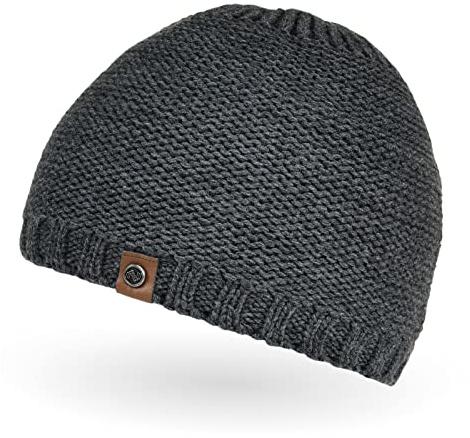 Neverless® Coole Herren Strickmütze mit Fleece gefüttert, Mütze mit Futter, Winter-Mütze grau Unisize