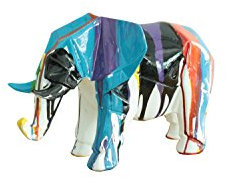 Meubletmoi Elephant - Dipinto a forma di cubo, colore: Blu / Nero / Viola - Oggetto decorativo moderno
