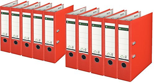 Leitz 1010-50 Qualitäts-Ordner Plastik-Cover (A4 breit | 10er Pack, hellrot)