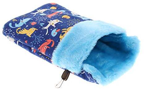perfk Winter Hängematte Hängender Schlafsack Kuschelsack für Hamster Meerschweinchen Ratte Chinchilla Frettchen, Katze Blau