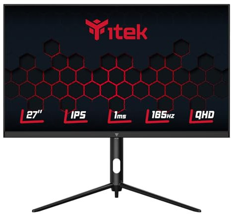 Itek monitor GGF - 27 Piatto 2560x1440 WQHD HDR10, Pannello IPS da 165Hz, Risposta 1ms, Collegamenti 2xHDMI e 2x DP, FreeSync, G-Sync, Adaptive Sync, HAS, Pivot, Flicker Free