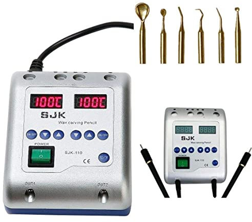 RANZIX Cera eléctrica digital para máquina de cera, cuchillo de trinchar, cuchillo de cera + 6 WaxTips Dental Lab