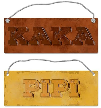 Pipi oder Kaka Wendeschild mit Kordel