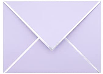 A7 Briefumschläge, violett, 25 Stück, V-Klappe mit silberfarbener Folie, Umschläge für 12.7x17.8 cm Karten, für Hochzeit, Einladungen, Babyparty, Fotos, Geburtstag, Brautparty – 13.3x18.4 cm