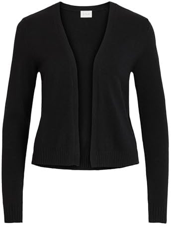 Vila Damen Viril Short L/S Knit Cardigan-noos Strickjacke, Schwarz,M