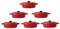 Lot de 6 Mini Cocottes Ovales Rouges Céramique Double Poignées Avec Couvercle 14cm x 6,3cm Contenance Moule 150ml Ramequin Résistant Haute Température Four Pour Petits Plats (Rouge, Lot de 6)