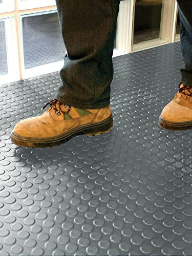 Revestimiento de Caucho Antideslizante | Suelo de Goma PVC Gris 1mm Diseño Botones (140_x_100 CM)