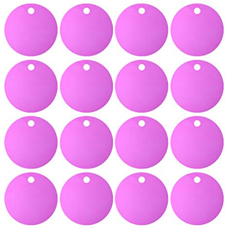 Milisten 25 Stück Stempel Blanko Tags Aluminiumlegierung Runde Tag mit Loch Haustiere Blank Tag Traktionsseil Anhänger Zubehör für Welpen Haustier DIY 3. 5Cm/ 1. 4In (Lila)