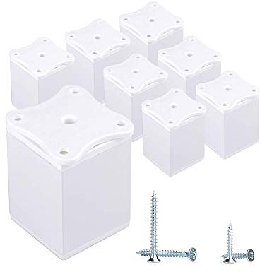 Lot de 8 Pieds de Meubles Modernes à Hauteur réglable Blanc 6 cm Profil Angulaire : 40 x 40 mm Matériaux : Aluminium, Plastique Vis incluses (8, Blanc)