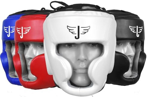 JAYEFO Sport-Kopfschutz für Boxen, MMA, Kickboxen, Muay Thai, Selbstverteidigung, Trainingsausrüstung, Schutzhelm, Kampfsport für Jugendliche, Männer und Frauen (weiß, L/XL)