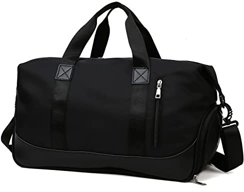 Keyck Sporttasche Damen Herren Reisetasche mit Schuhfach und Nassfach Groß 40L, Faltbar Wasserdicht Fitnesstasche Leicht Handgepäck Weekender Travel Bag, Tasche für Sport Gym Fitness, Schwarz