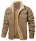 MAGCOMSEN Veste d'hiver en polaire pour homme - Veste d'aviateur militaire - Coupe-vent - Col montant - Veste doublée chaude avec 5 poches, kaki, XXL