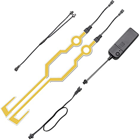 SUAVER Motorradhelm Licht LED Streifen Lichtleiste Helm LED Licht Wasserdichtes Motorrad Licht Nachtfahrsignal EL Licht LED Aufkleber Batteriebetrieben LED-Signaletikett Helmdekorationsset (Gelb)