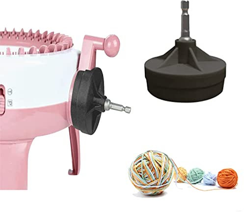 Strickmaschinen-Adapter, Kurbelgriff, Adapter, Schnellstrick-Netzadapter ür 22 40 48 Nadeln Strickmaschine, Sechskant-Stahl-Bit für Power-Schraubendreher-Aufsatz (schwarz)