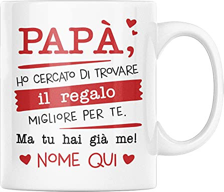 Vulfire Papà Tazza in Ceramica Ho cercato il regalo migliore Personalizzabile, Regalo Festa del papà, Idee Regalo Padre, Colazione caffè (Papà, ceramica)