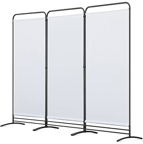 Angel Living Paravent 3 Teilig Klappbar Raumteiler Freistehend Sichtschutzwand Raumteiler Stellwand Trennwand Sichtschutz für Büros, Balkon,Schlafzimmer,Außengarten,243cm x 180cm Weiß