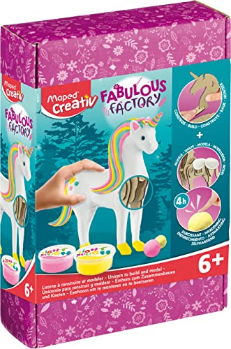 Maped Creativ Fabulous Factory Einhorn Skelett aus Holz zum Zusammenbauen – Figur Einhorn zum Modellieren mit härtendem Teig – Kreativspaß ab 6 Jahren
