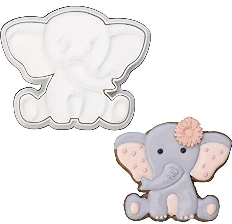 Mostop 3D-Ausstechform mit Elefanten-Stempeln, Babyparty, Kuchenform, Fondant, Dekorationswerkzeuge, DIY-Form für Zuckerhandwerk, Backform, Kindergeburtstag, Party, Küchenwerkzeuge (8,9 cm, Elefant)