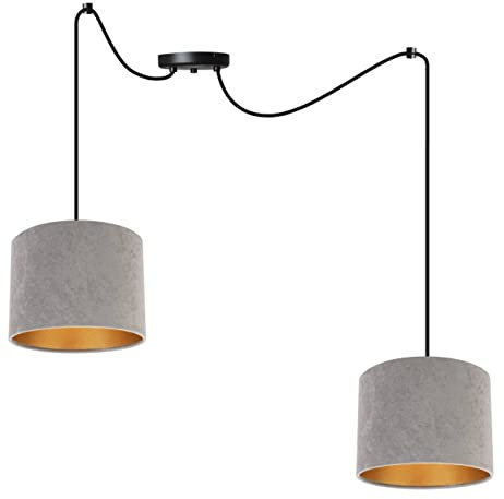 Light-Home Milan Spider Hängelampe - Hängeleuchte in Spinnenform - Deckenlampe – Spinne Lampe mit 2 Kopf - Hängeleuchte aus Metall und Stoff - E27 - Grau und Gold