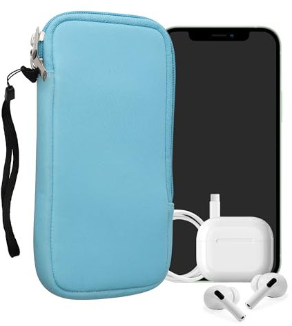 kwmobile Handytasche für Smartphones XXL - 7 - Neopren Handy Hülle Hellblau - Handy Tasche 17,7 x 8,5 cm Innenmaße