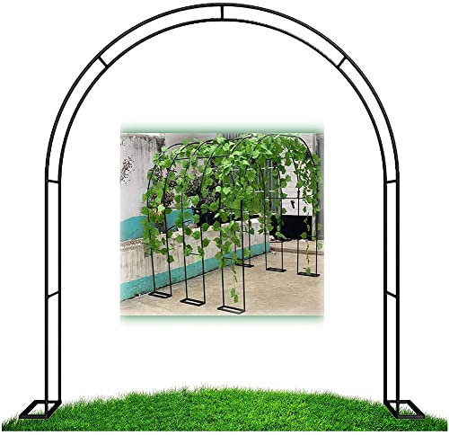 Tonnelle de jardin pour diverses plantes grimpantes, treillis pergola noir, cadre en fer forgé durable, arche extérieure pour pelouse et terrasse,W2.4mxH2.2m