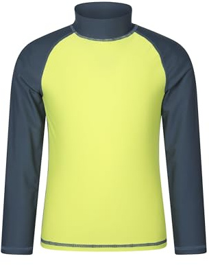 Mountain Warehouse Muta in neoprene per bambini a maniche lunghe con protezione UV Rash Guard, costume da bagno per ragazzi e ragazze, cuciture flatlock ad asciugatura rapida, elastica, Lega-grigio,