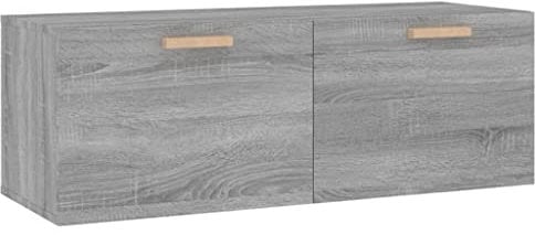 vidaXL Armario Pared Mueble Aparador Almacenaje Colgante para TV Estante Flotante Salón Casa Decoración Hogar Madera Contrachapada Gris Sonoma