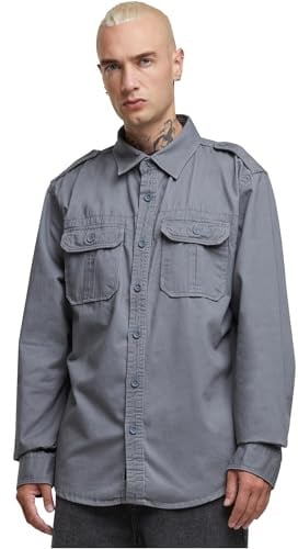 Brandit Vintage Shirt Long Sleeve, Farbe: Charc Grey, Größe: 6XL