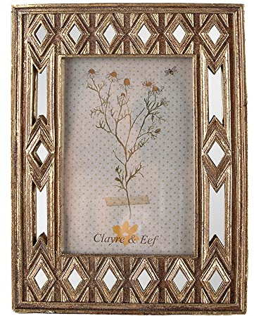 Clayre & Eef Bilderrahmen 10x15 cm Goldfarbig Kunststoff Glas Fotorahmen