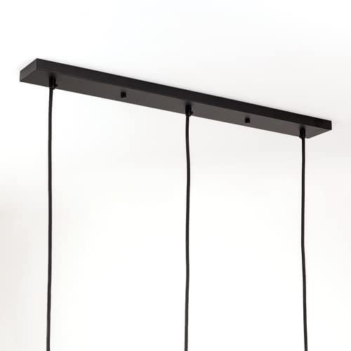 Deckenbaldachin für Leuchte Baldachin länglich Rechteckig, Abzweigdose mit 3 Kabelauslässen (L 70 x H 2.2 x B 8 cm), schwarz - ideal für Esstisch