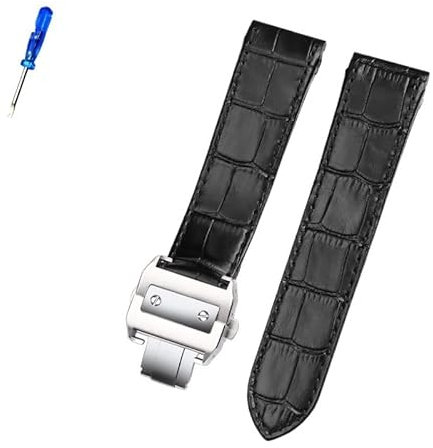 GANYUU Premium-Lederarmband für Cartier Santos 100 Damen und Herren Lederband 20 mm 23 mm, 20 mm, Achat