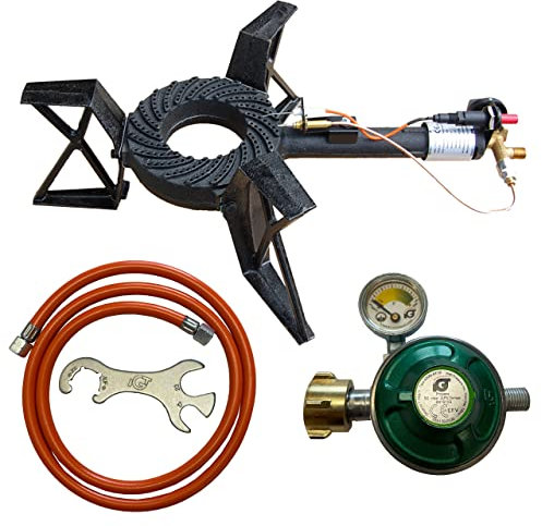 3 Fuß Kocher/2 m Schlauch/Manometer/Gasflaschenschlüssel