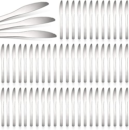 Therwen 64 Pieces Dinner Knives Set Stainless Steel Knife 8.43 Inches Silver Butter Knife Durable Table Knives Silverware for Home Restaurant Kitchen, Dishwasher Safe