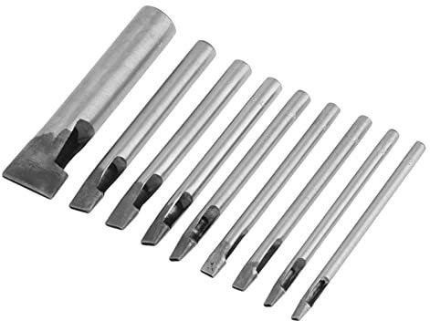 9 Uds. Perforadora de Cuero de Acero, Kit de Perforadora de Forma Ovalada de Cuero de 2mm, Herramienta de Bricolaje Hueca para Cinturón, Correa de Reloj, Trabajo de Artesanía en