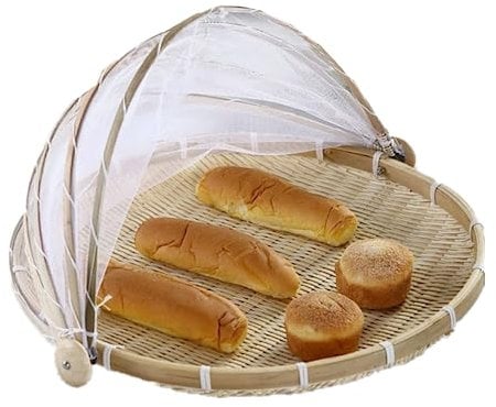 NatureMan Bamboo Storage Basket, Round, Beige, 30cm, Rustic/Farmhouse Style, Lightweight, Drawstring Closure, Outdoor Use