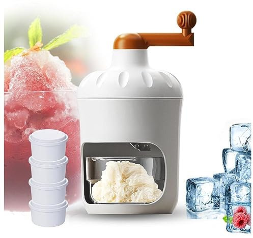 Picador De Hielo Manual, 4 Moldes De Cubitos De Hielo, Licuadora De Hielo Hoja Engrosada,Ahorrar Esfuerzo, Rallador De Hielo, Ideal para Cocina,Bar,Viajes A La Playa