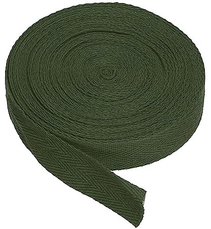 PATIKIL Baumwollband Baumwolle Gurtband 20mm x 9m, Schrägband Baumwoll Nahtband Köperband Saumband Einfassband Stoffband Webband zum Nähen für DIY Basteln Stricken Verpackungen, Armeegrün