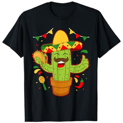 Mexiko Maracas Sombrero Hut Tacos Kaktus T-Shirt
