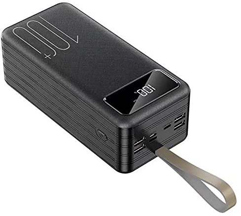 WSGDSG Power Bank da 80000 mAh per Campeggio all'aperto Caricatore Portatile con Ricarica ad Alta velocità da 2,1 A Batteria Esterna con Display LED per Telefoni Tablet(Size:Nero,Color:800000Mah)