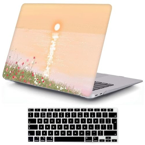 MOKASE Coque Compatible avec MacBook Air 13 Pouces 2021 2020 M1 A2337 A2179 A1932 avec Touch ID Boîtier en Plastique Dur Mince et Housse de Clavier pour Nouveau Air 13,3 Pouces, Sunrise Yellow