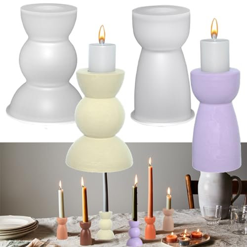 Silikonformen Gießformen Kerzenhalter, Kerzenformen zum Gießen, Silikon Gießform Kerzenhalter, DIY Silikonform Kerzenhalter für Weihnachten, Kerzenständer, Tablett (Stabkerze)