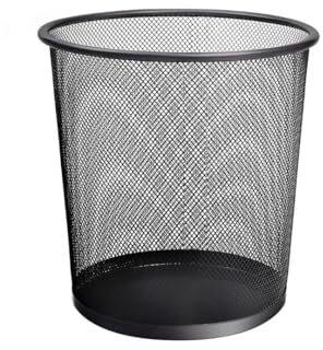 UTTAM Stylish Round Trash Can - Mesh Bin | Ideal for Home & Office | Non-Slip & Sturdy | Indoor Garbage Bin with Sleek Design | Perfect for Kitchen, Bedroom, Bathroom (1, Black)